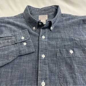 L.L. Bean Comfort Stretch Chambray Shirt Traditional Untucked Men’s Large Tall